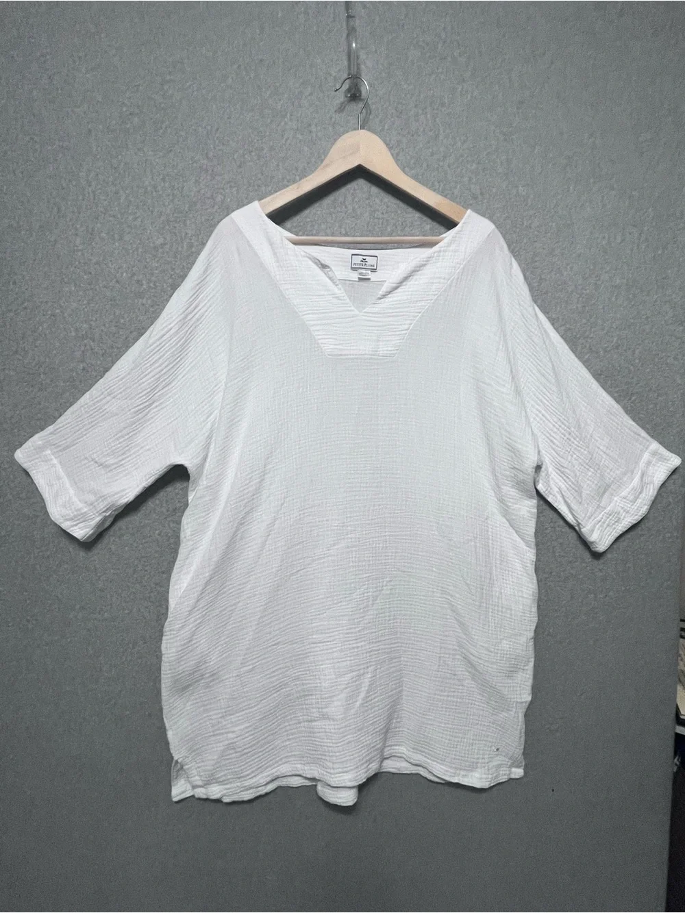Petite Plume white gauze cotton nightshirt nightgown caftan swim cover up